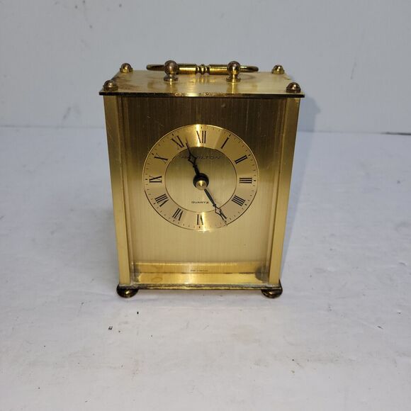 Vtg Hamilton Quartz Clock Gold Metal Made in West Germany Time Communism Retro - Picture 10 of 12
